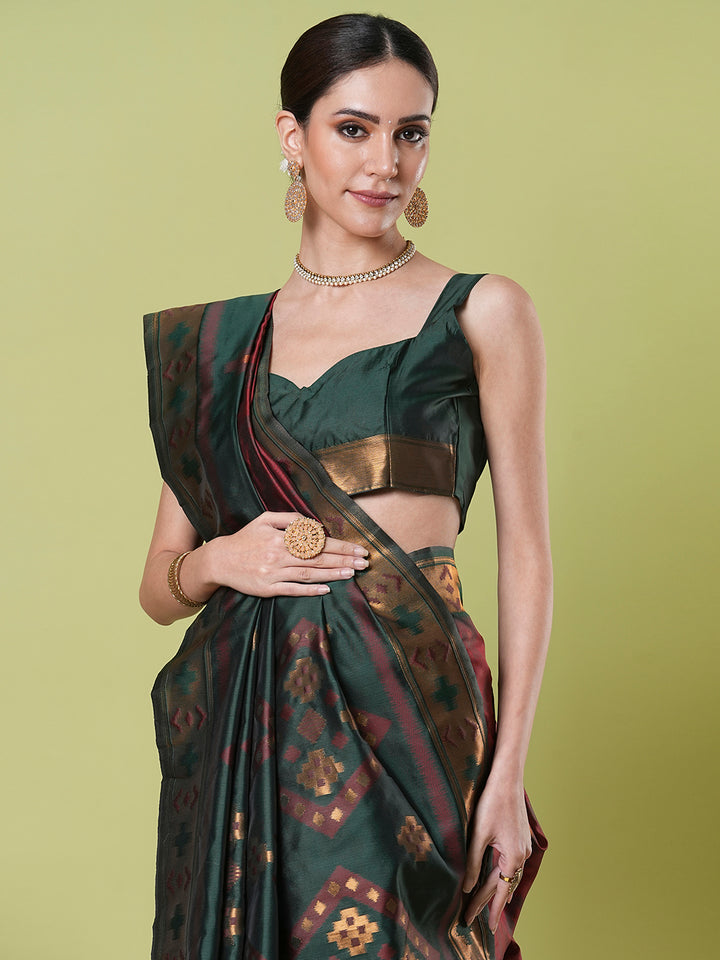 Traditional Banarasi Silk Saree | Rich Wevon Jacquard Festive Look