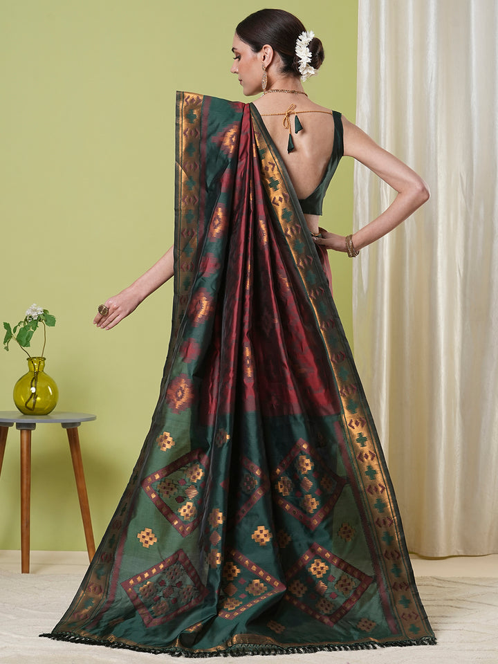 Traditional Banarasi Silk Saree | Rich Wevon Jacquard Festive Look