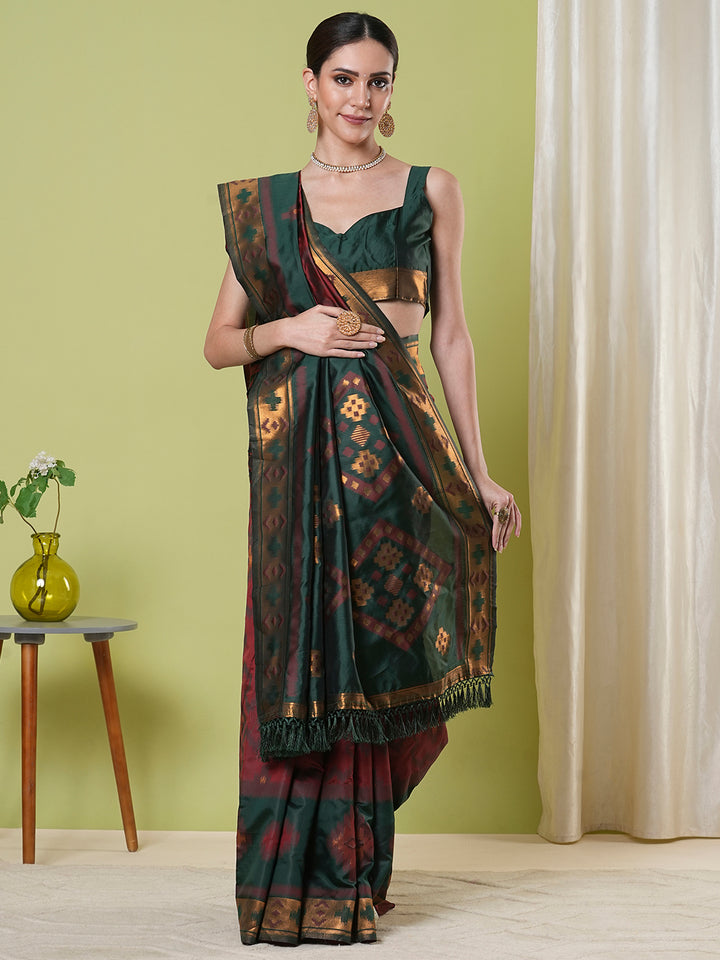 Traditional Banarasi Silk Saree | Rich Wevon Jacquard Festive Look