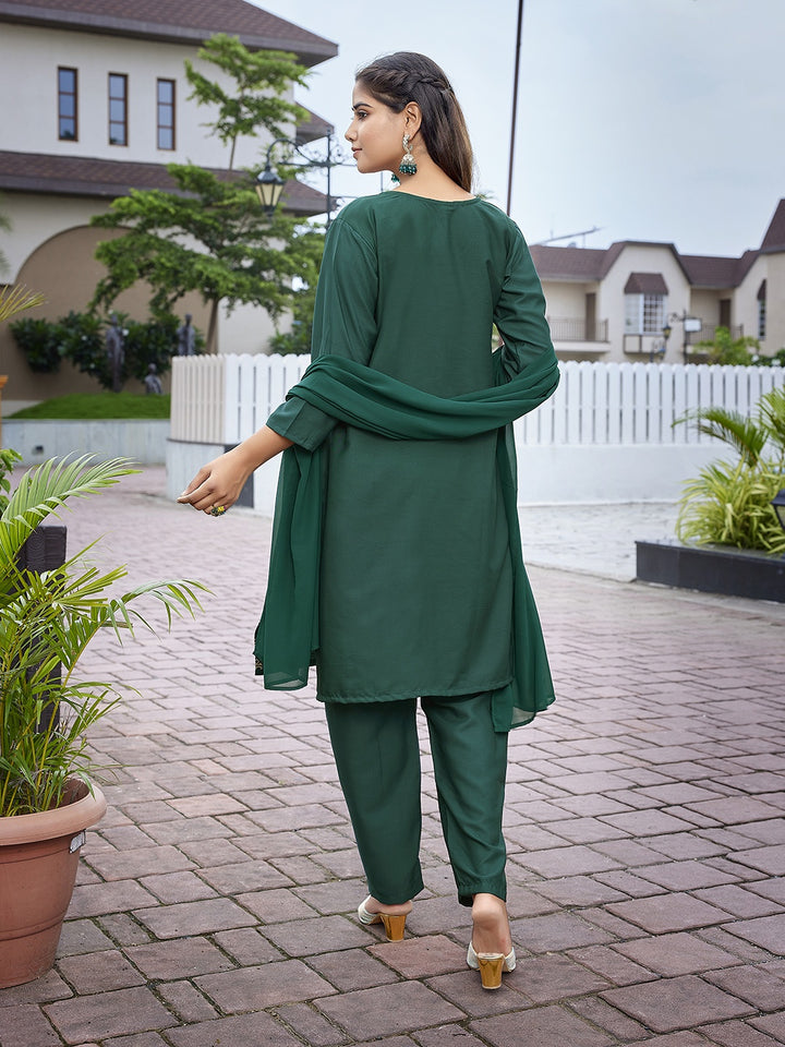 Graceful Teal Green Crepe Top with Bottom | Completed with a Gorgeous Georgette Dupatta