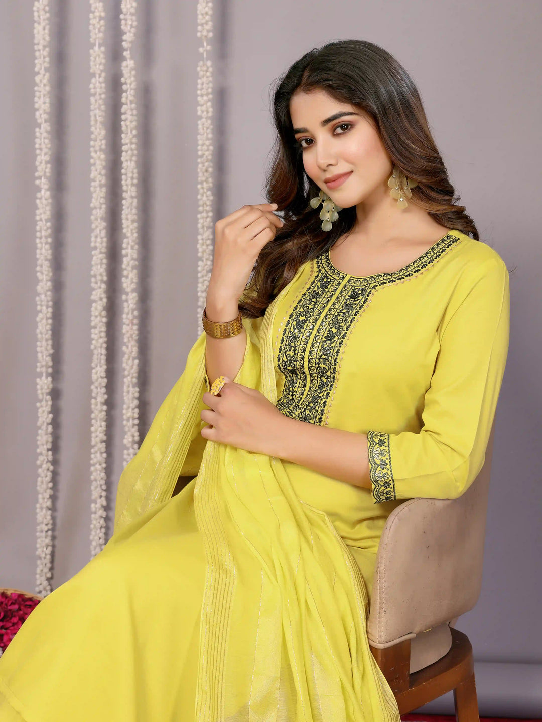 Light Yellow Salwar Suit | Cotton Blend with Designer Embroidery festive look