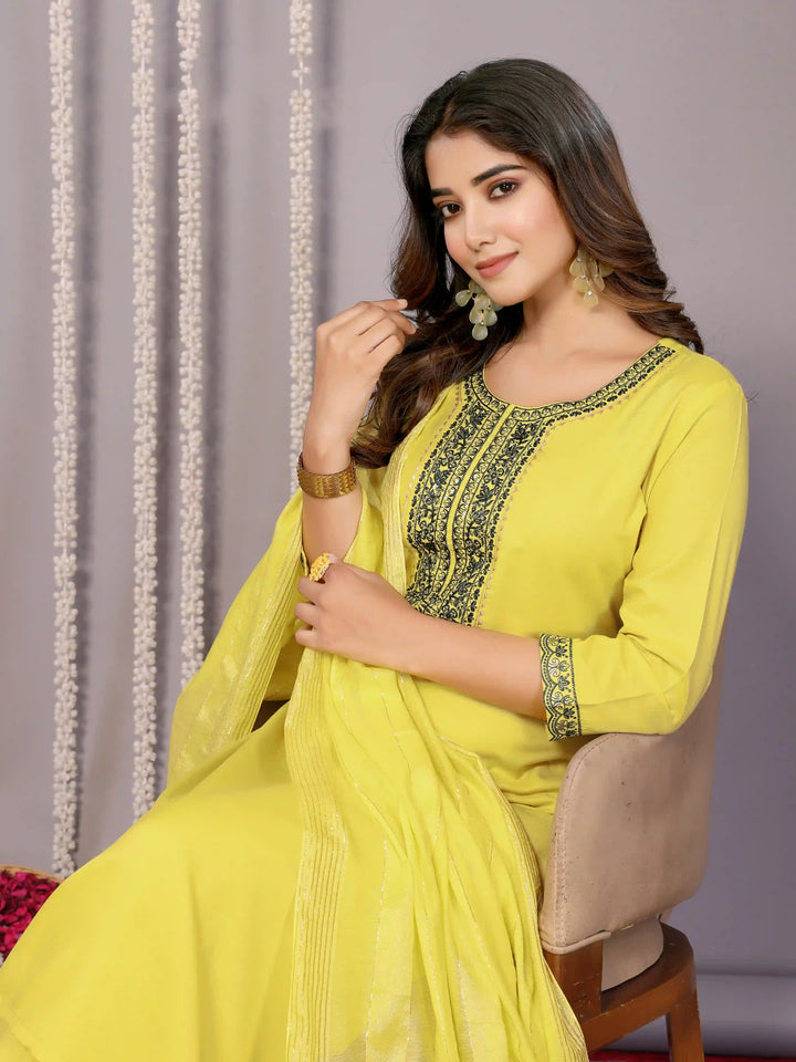 Light Yellow Salwar Suit | Cotton Blend with Designer Embroidery festive look