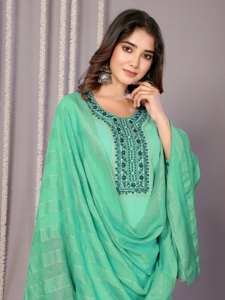 Sea Green Designer Salwar Suit | Embroidered Readymade Ethnic Wear
