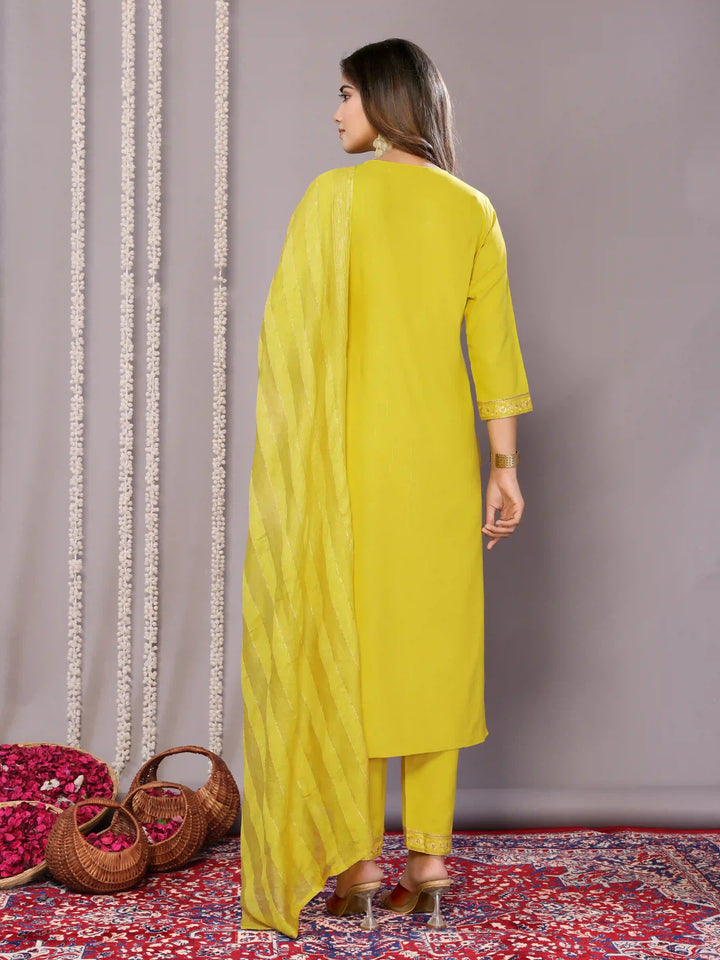 Foil Printed Lemon Yellow Salwar Suit | Designer Party Wear