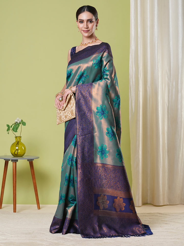 Banarasi Silk Saree | Wevon Jacquard Designer Elegant Festive Wear