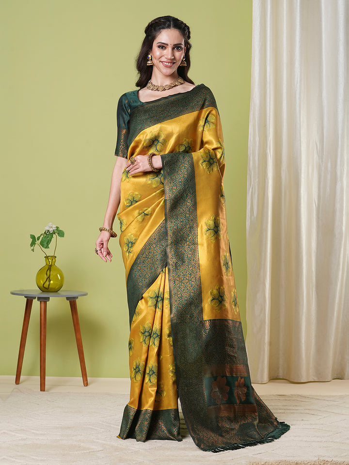 Banarasi Silk Saree | Wevon Jacquard Designer Elegant Festive Wear