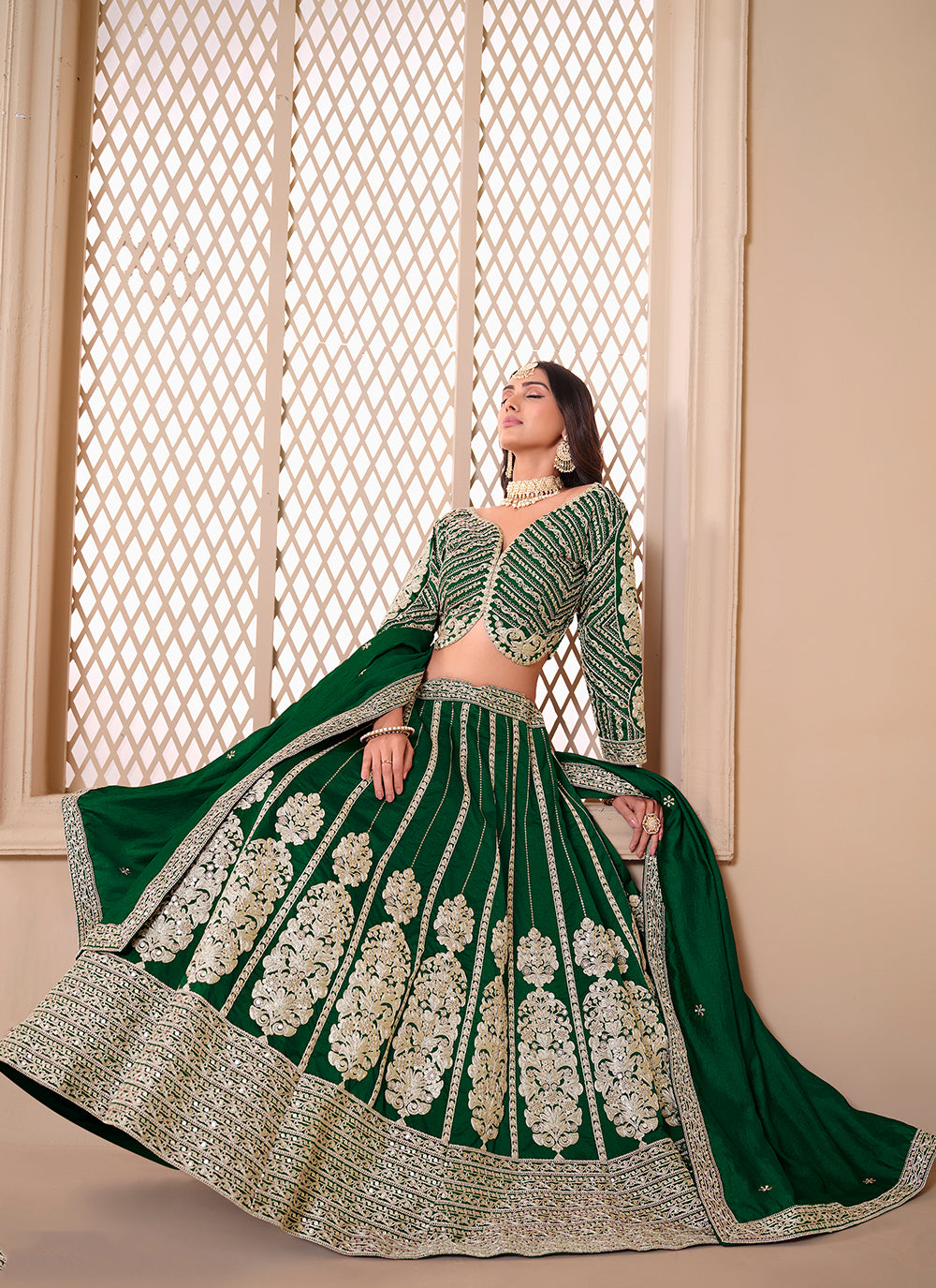 Ethnic Shimmer Silk Lehenga Set | Gorgeous Designer Embroidery