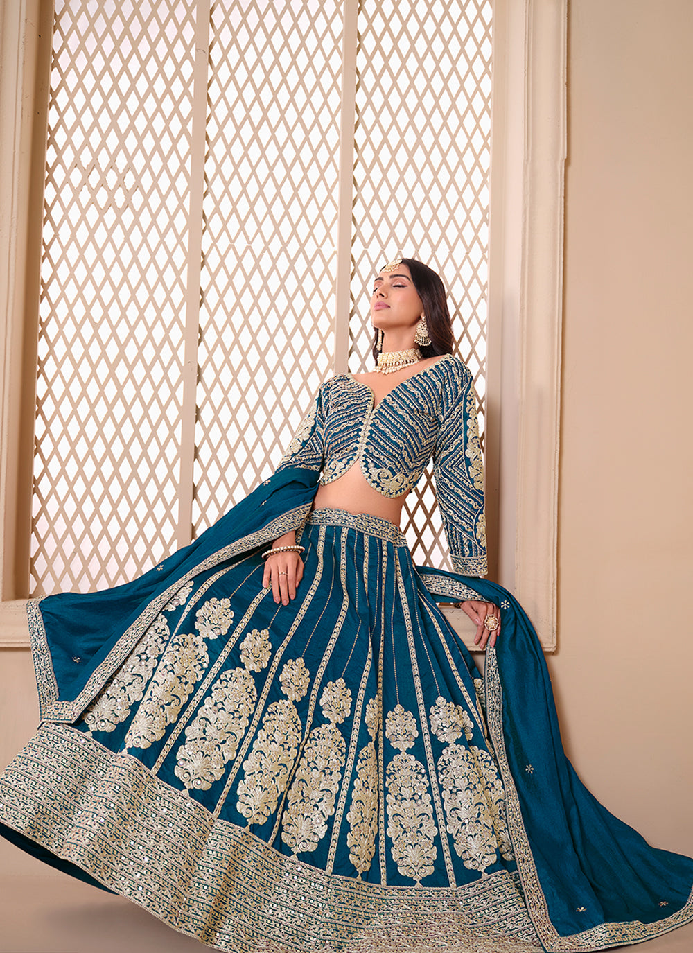 Ethnic Shimmer Silk Lehenga Set | Gorgeous Designer Embroidery