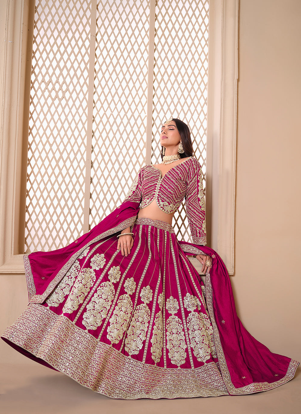 Ethnic Shimmer Silk Lehenga Set | Gorgeous Designer Embroidery