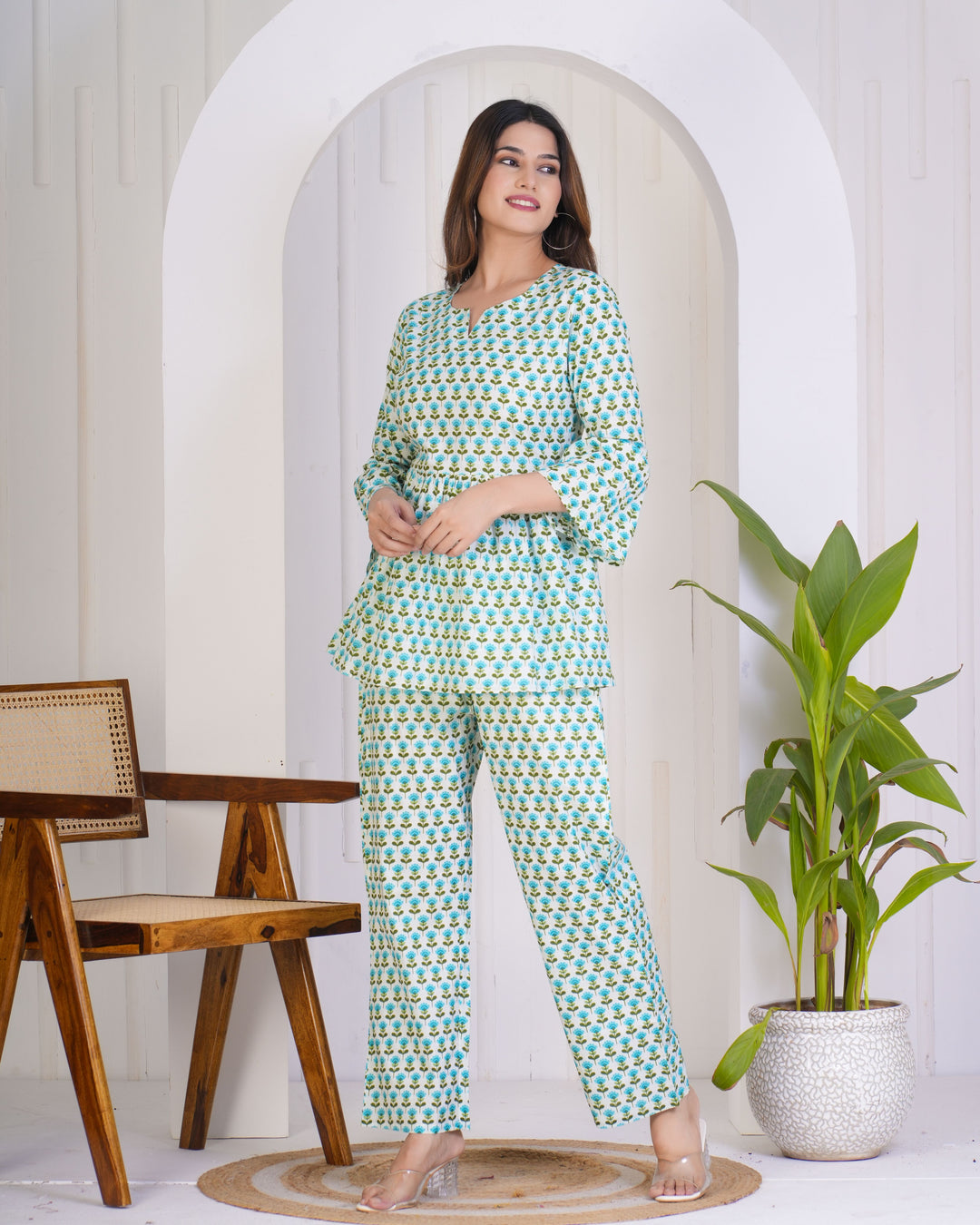 Stylish Summer Co-Ord Set for Women | Cotton Printed Top & Bottom Suit