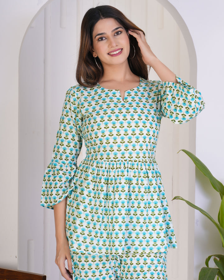 Stylish Summer Co-Ord Set for Women | Cotton Printed Top & Bottom Suit