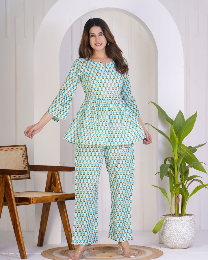 Stylish Summer Co-Ord Set for Women | Cotton Printed Top & Bottom Suit