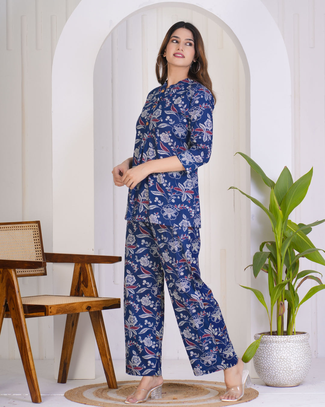 Elegant Blue Co-ord Set | Casual & Festive Cotton Wear for Women
