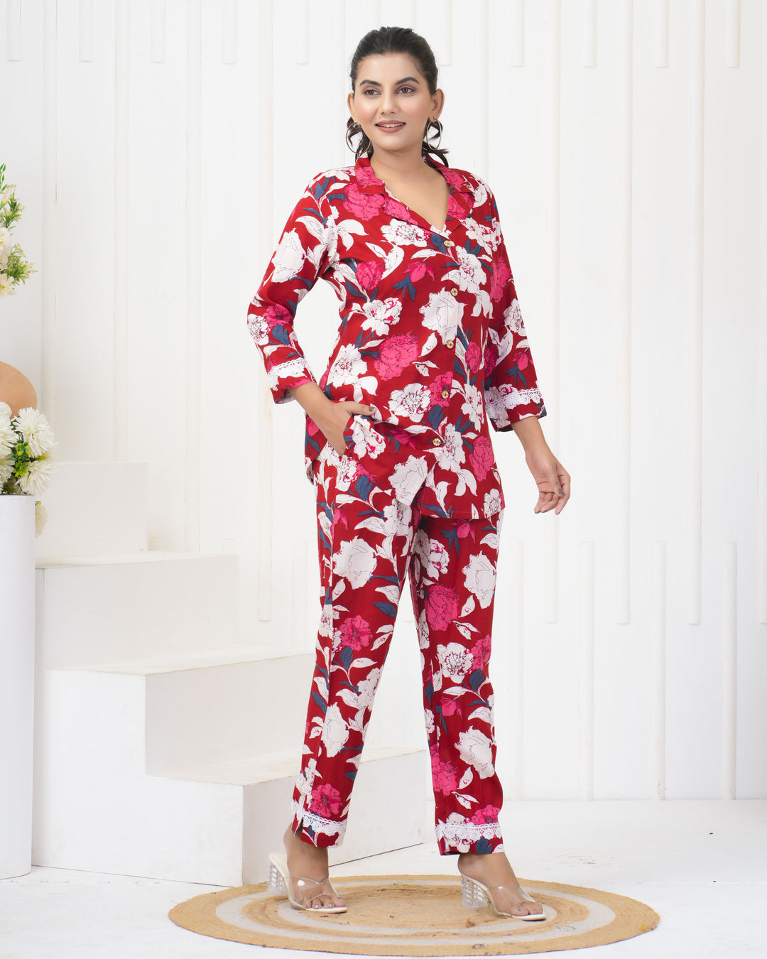 Elegant Red Co-Ord Set | Soft Rayon Fabric Festive & Party Outfit