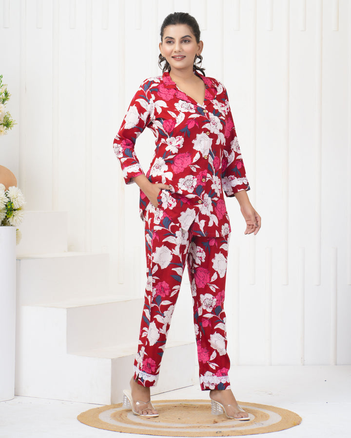 Elegant Red Co-Ord Set | Soft Rayon Fabric Festive & Party Outfit
