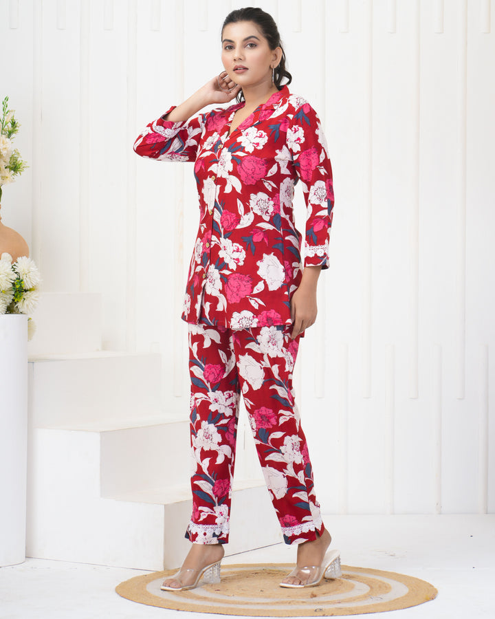 Elegant Red Co-Ord Set | Soft Rayon Fabric Festive & Party Outfit