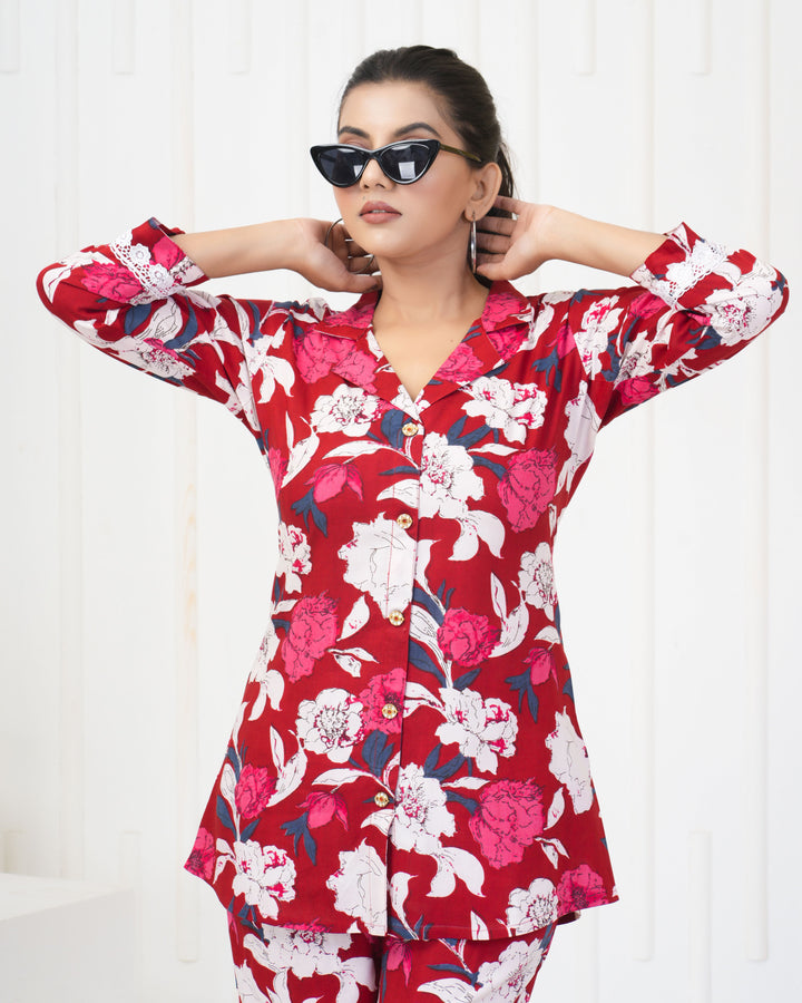 Elegant Red Co-Ord Set | Soft Rayon Fabric Festive & Party Outfit