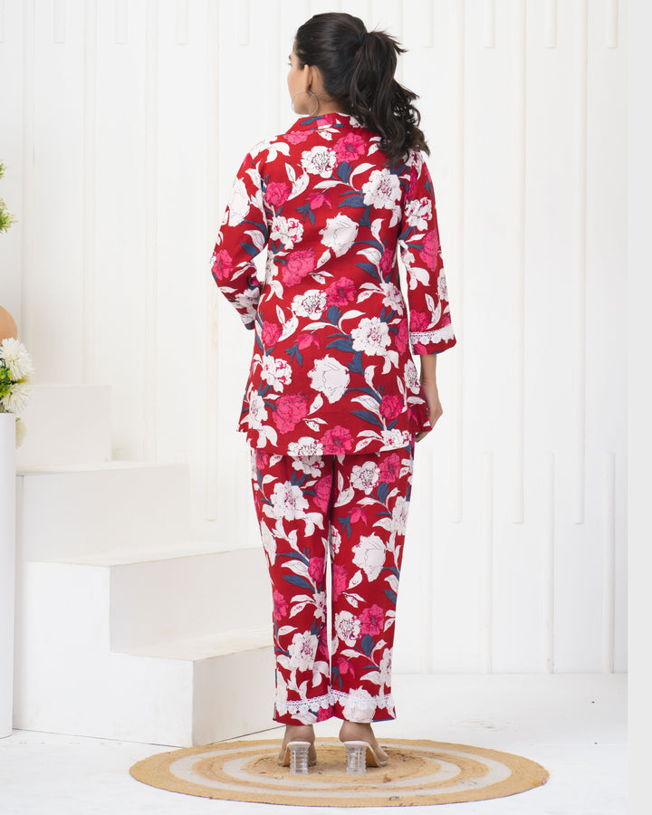 Elegant Red Co-Ord Set | Soft Rayon Fabric Festive & Party Outfit