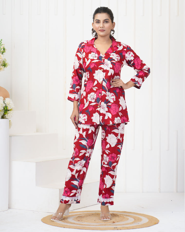 Elegant Red Co-Ord Set | Soft Rayon Fabric Festive & Party Outfit