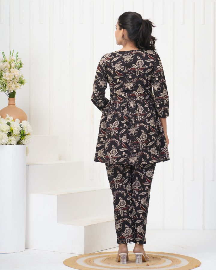 Trendy Black Rayon Co-Ord Set | Soft Fabric Festive & Casual Wear