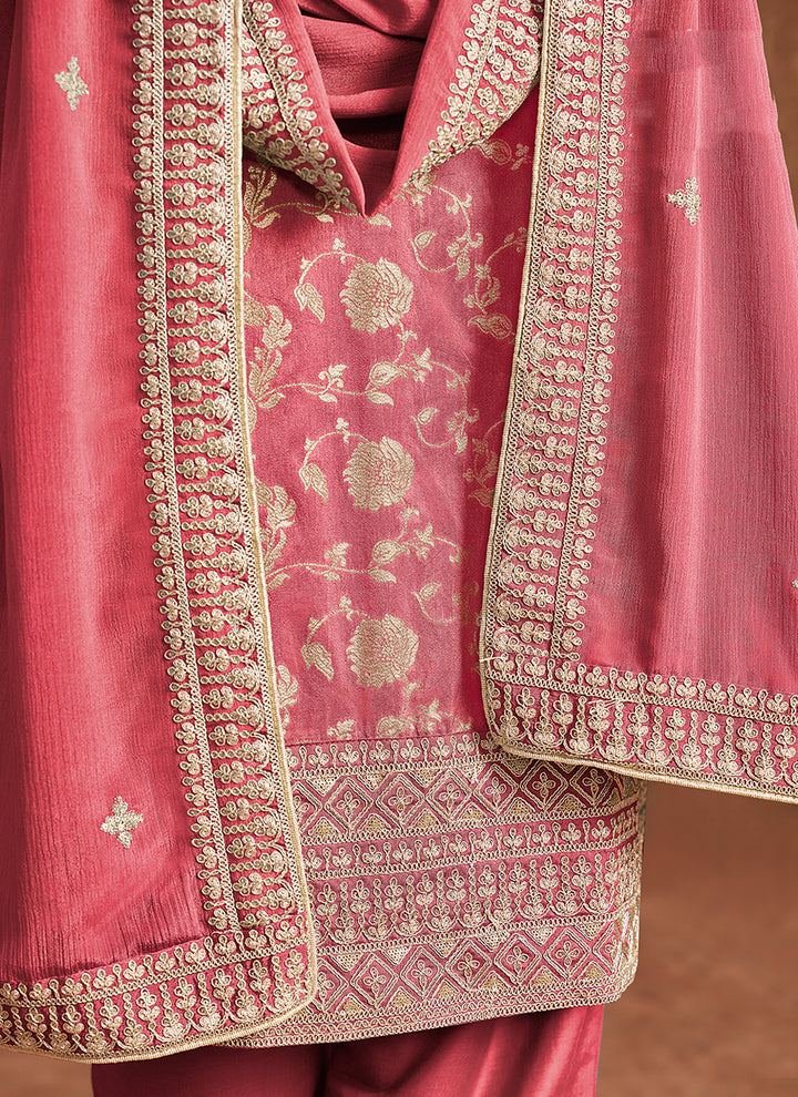 Dola Silk Salwar Suit | Chinon Dupatta with Santoon Bottom & Embroidery