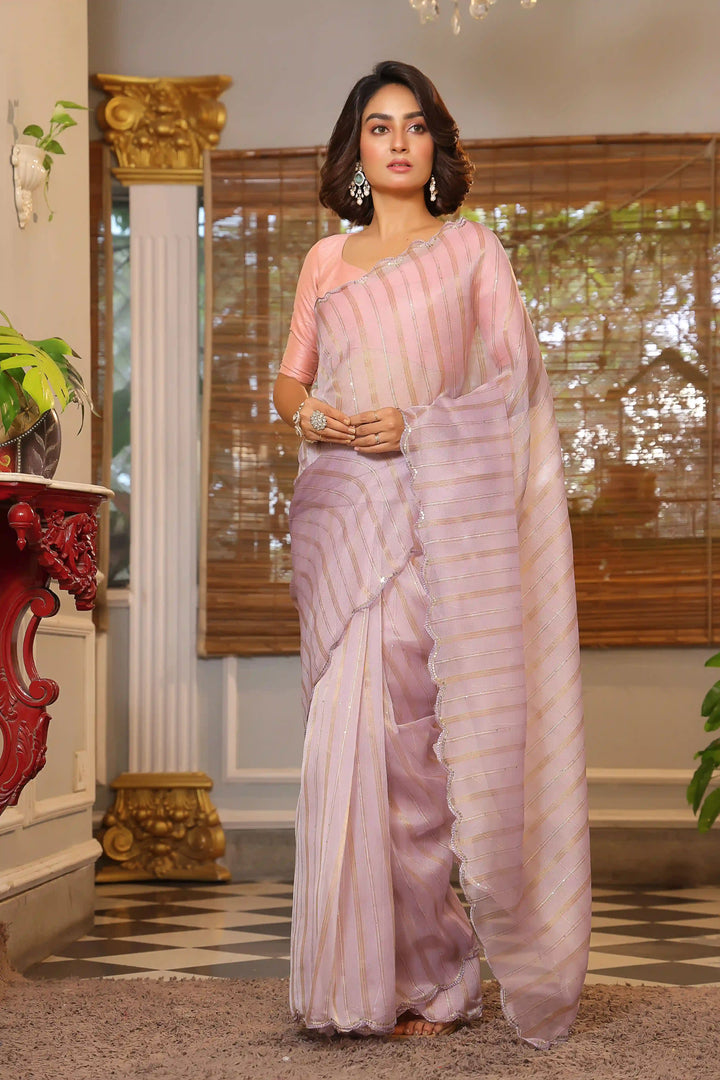 Stunning Organza Saree | Arco Cut Work & Sequins Wedding & Festive Wear