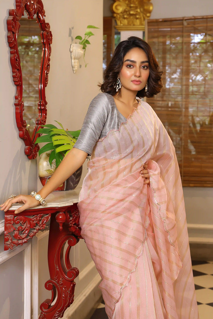 Stunning Organza Saree | Arco Cut Work & Sequins Wedding & Festive Wear