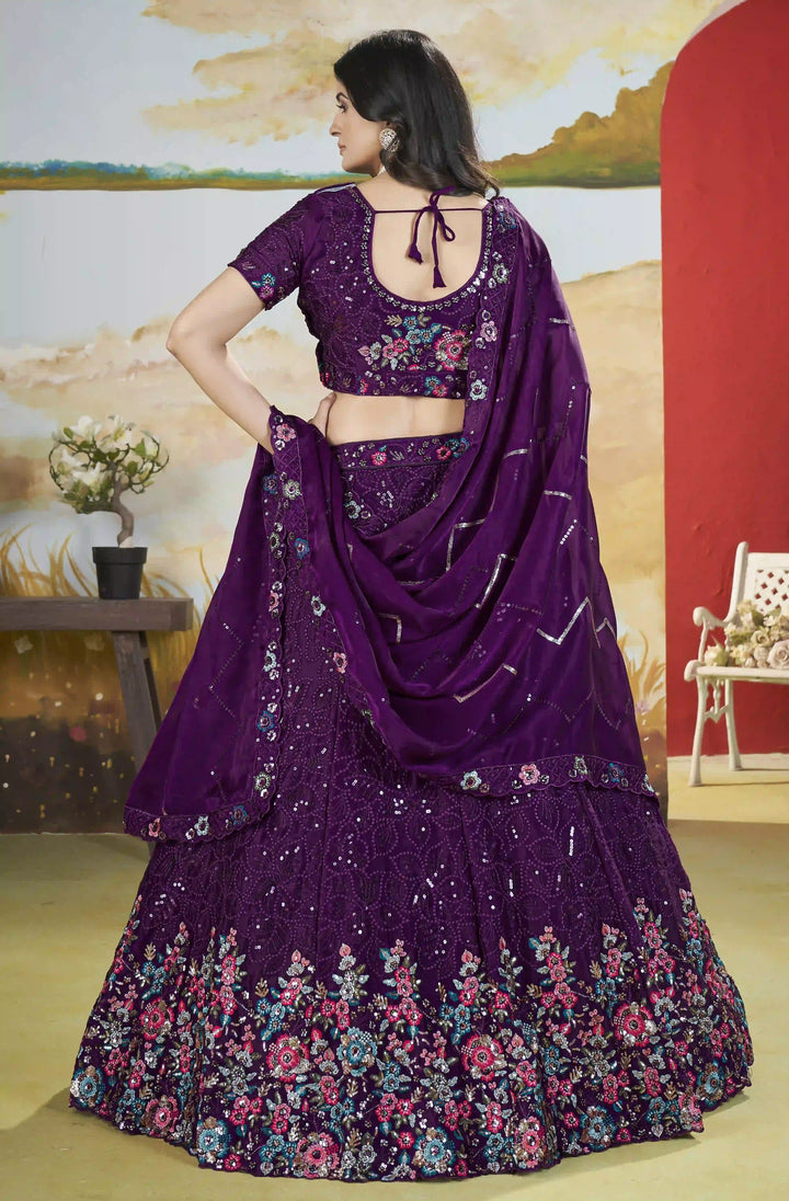 Designer Chinon Lehenga Choli | Sequin & Thread Embroidery Wedding Collection