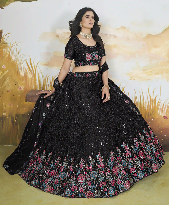 Designer Chinon Lehenga Choli | Sequin & Thread Embroidery Wedding Collection