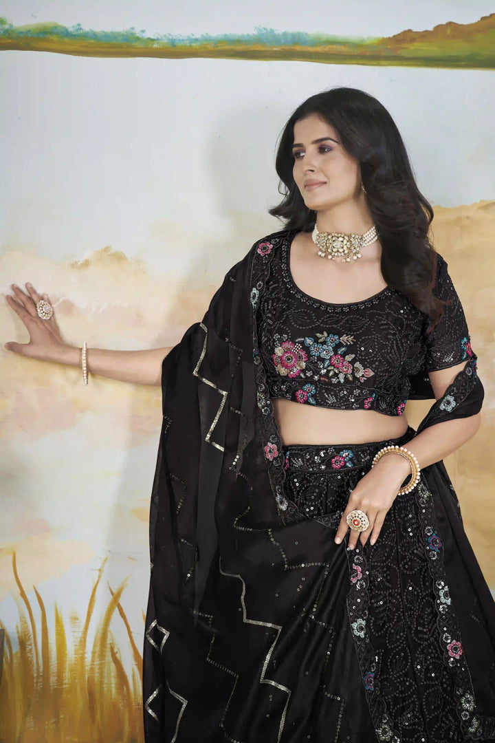 Designer Chinon Lehenga Choli | Sequin & Thread Embroidery Wedding Collection