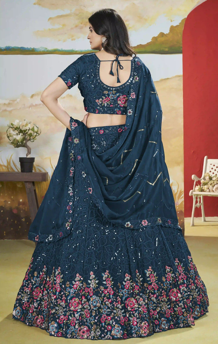 Designer Chinon Lehenga Choli | Sequin & Thread Embroidery Wedding Collection