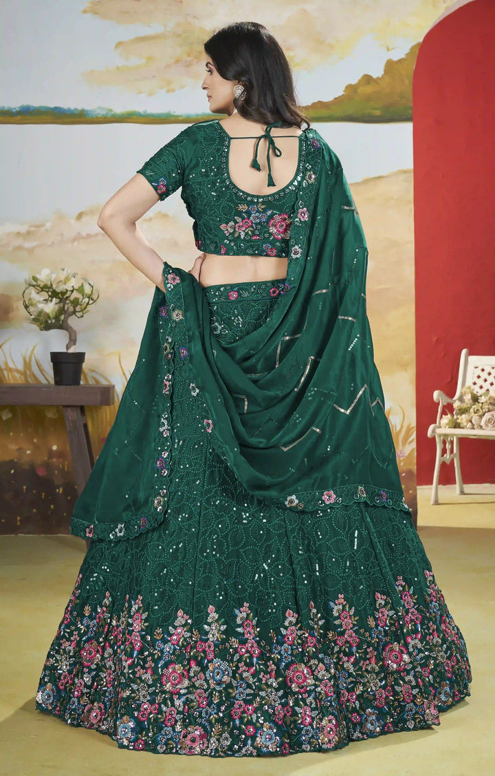 Designer Chinon Lehenga Choli | Sequin & Thread Embroidery Wedding Collection