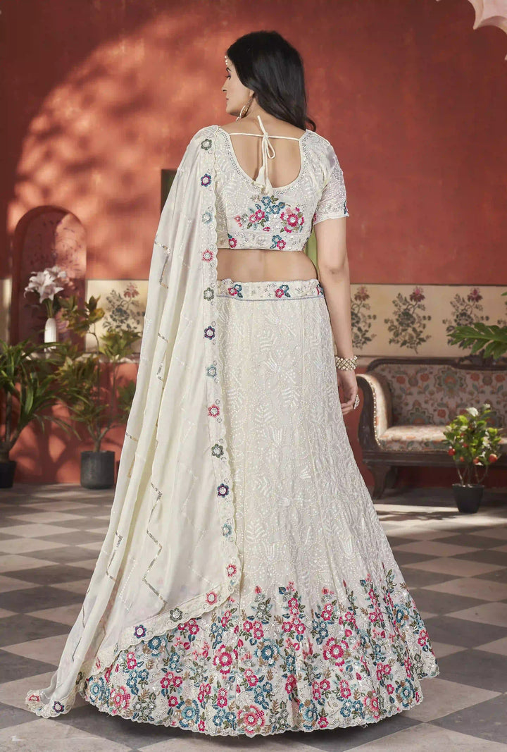 Designer Chinon Lehenga Choli | Sequin & Thread Embroidery Wedding Collection