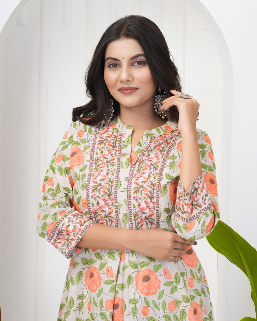 Elegant Off White Kurti Set | Cotton Fabric Festive & Daily Wear