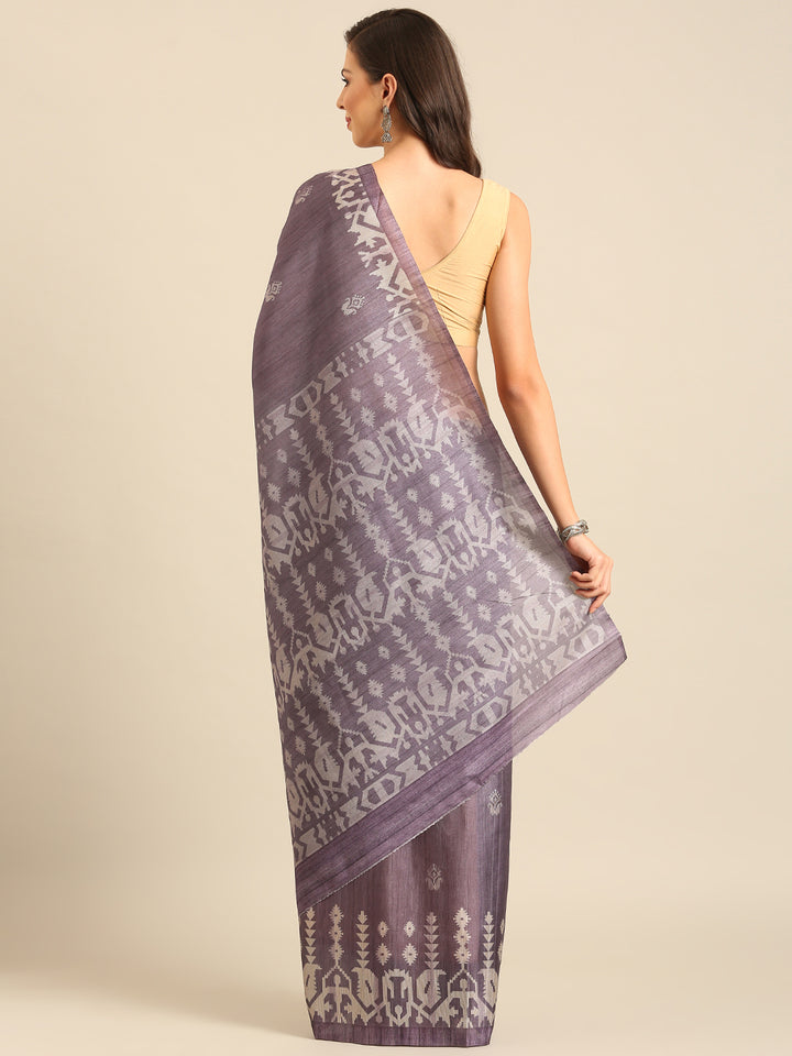 Designer Printed Saree | Purple Cotton Saree for Traditional Occasions