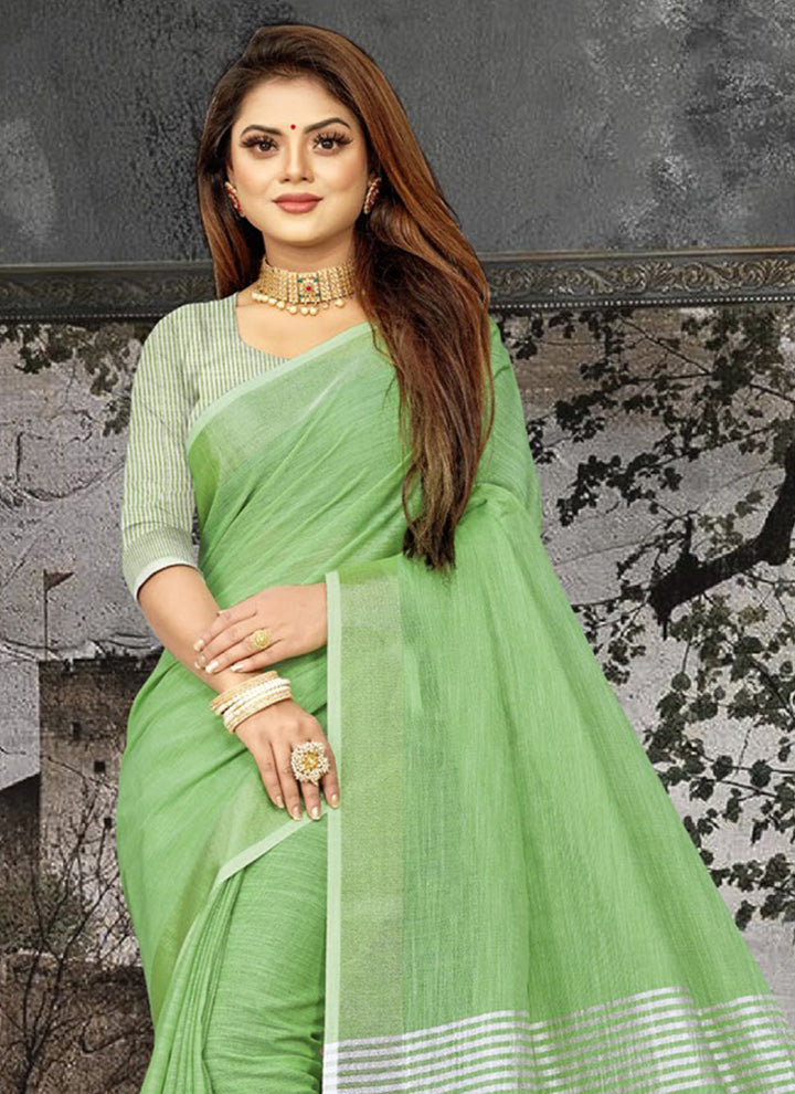 Ethnic Charm Linen Saree | Elegant Wevon Designer Embellishment