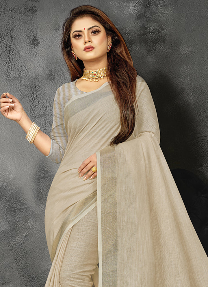 Ethnic Charm Linen Saree | Elegant Wevon Designer Embellishment