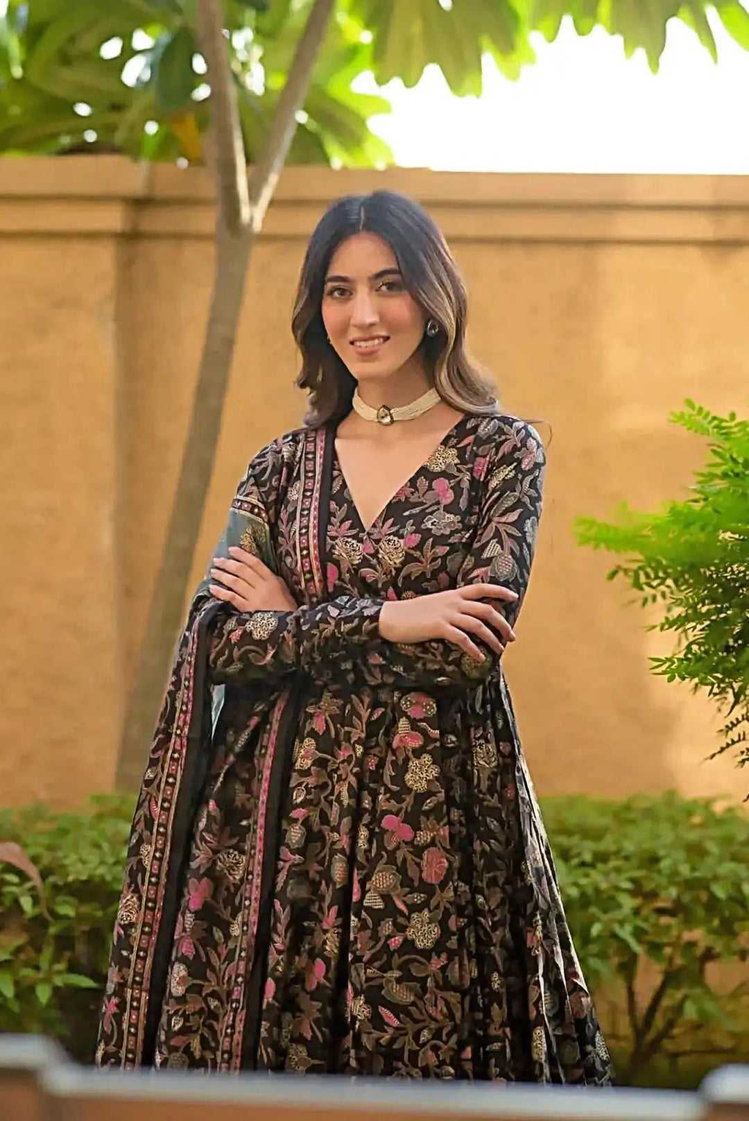 Fashionable Black Muslin Suit | Exclusive Digital Printed Attire