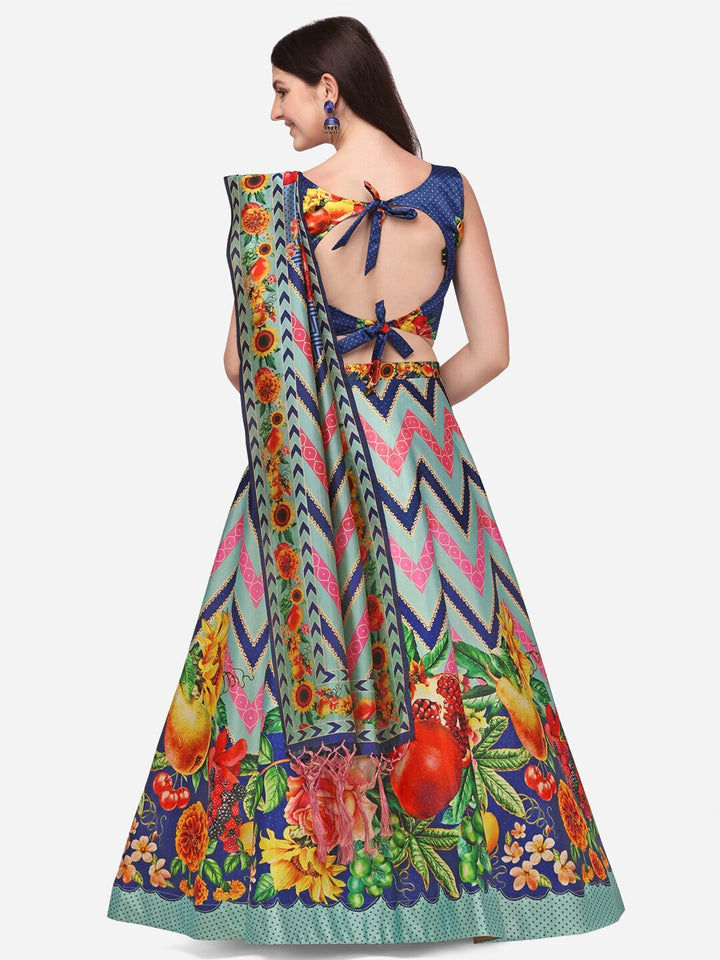 Stylish Digital Printed Satin Silk Lehenga Choli | Assam Silk Dupatta Ethnic Wear