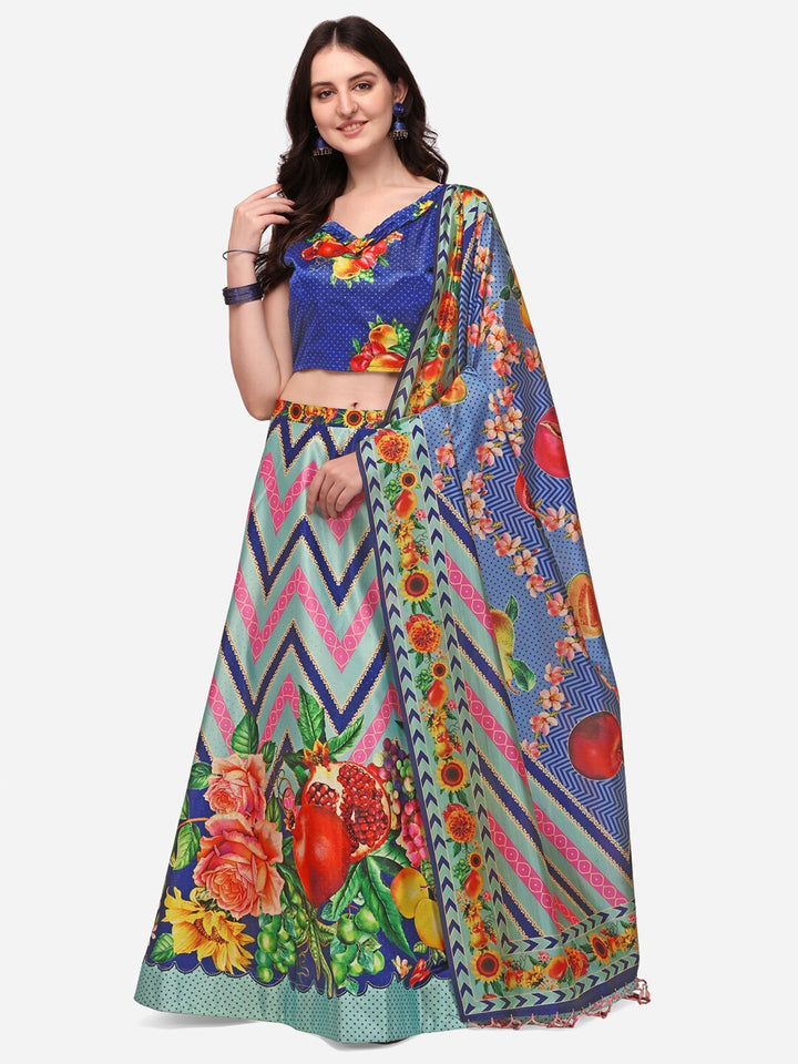 Stylish Digital Printed Satin Silk Lehenga Choli | Assam Silk Dupatta Ethnic Wear