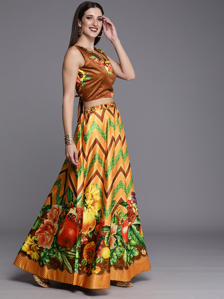 Stylish Digital Printed Satin Silk Lehenga Choli | Assam Silk Dupatta Ethnic Wear