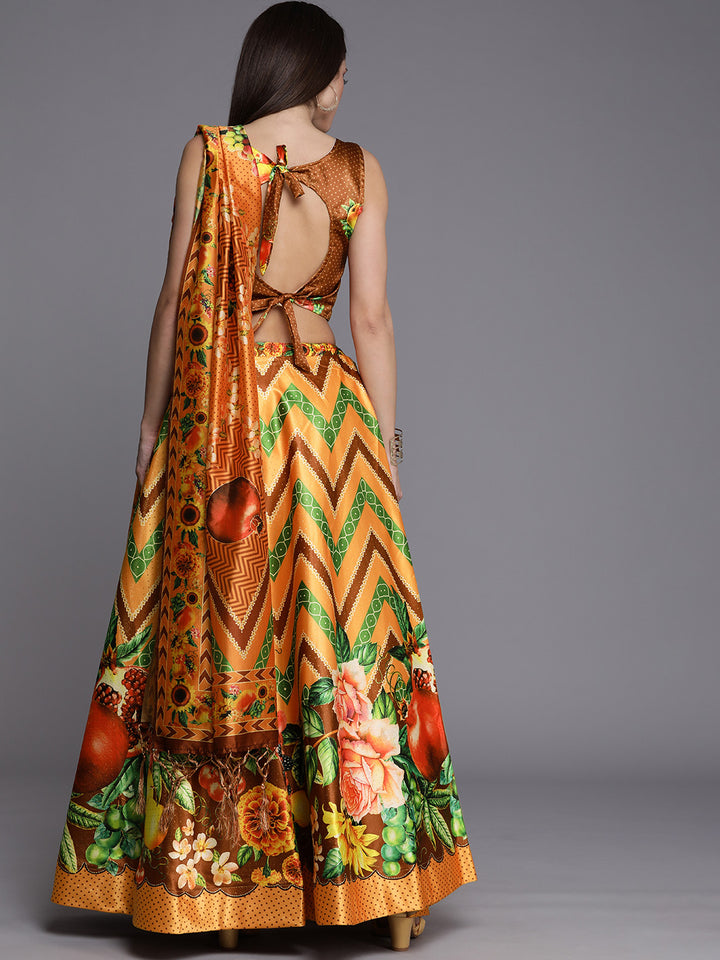 Stylish Digital Printed Satin Silk Lehenga Choli | Assam Silk Dupatta Ethnic Wear