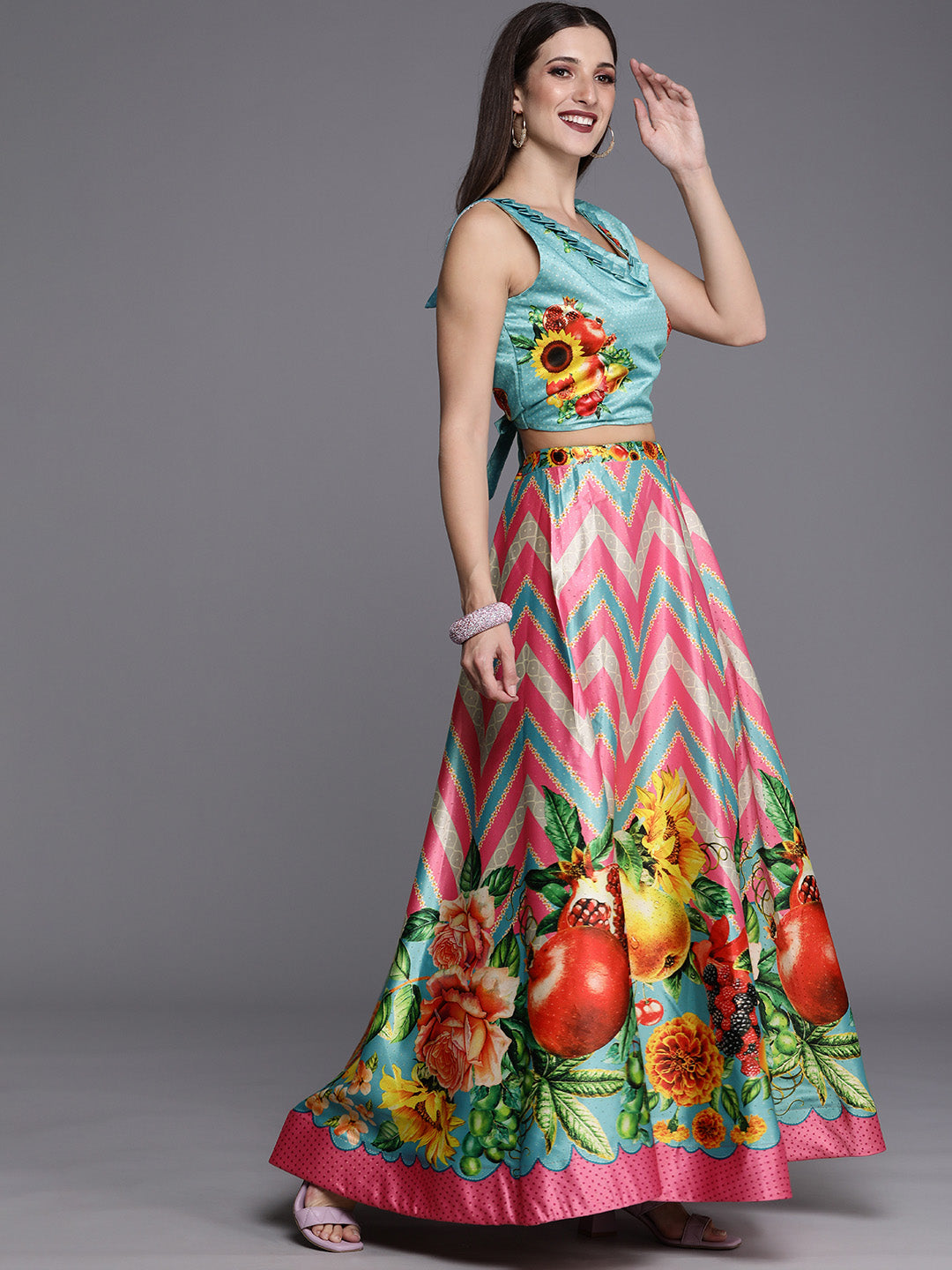 Stylish Digital Printed Satin Silk Lehenga Choli | Assam Silk Dupatta Ethnic Wear