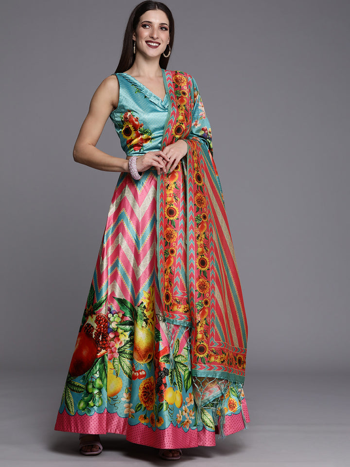 Stylish Digital Printed Satin Silk Lehenga Choli | Assam Silk Dupatta Ethnic Wear