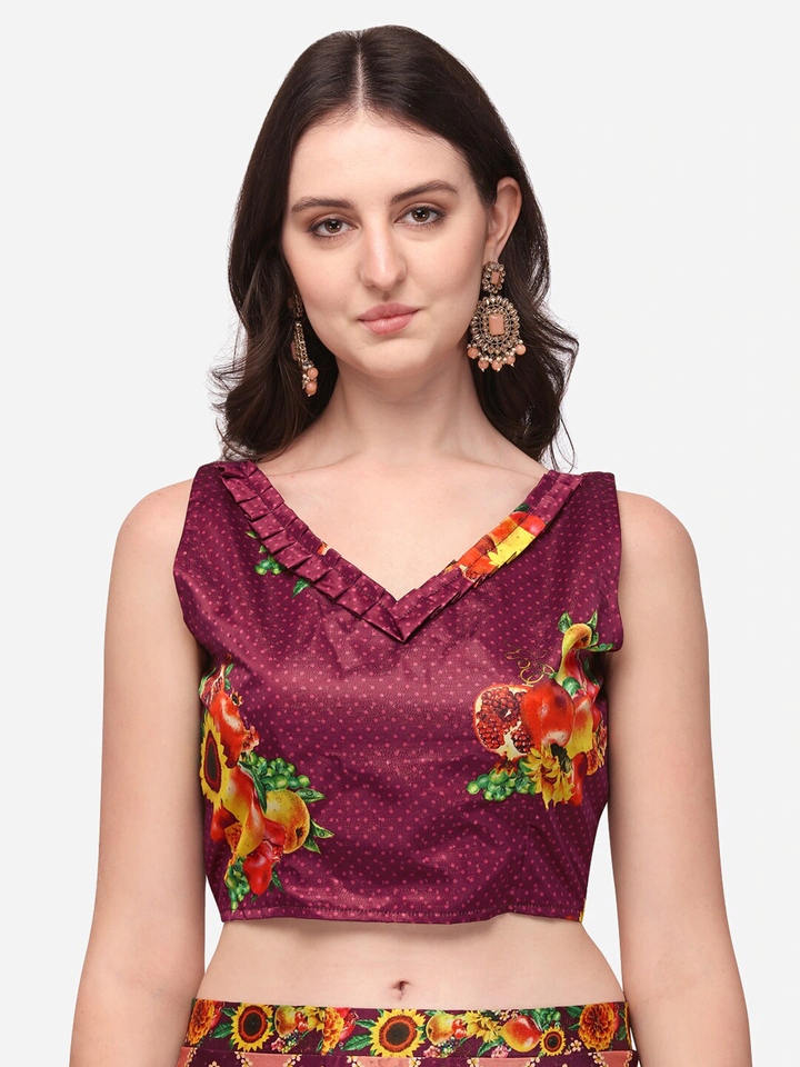 Stylish Digital Printed Satin Silk Lehenga Choli | Assam Silk Dupatta Ethnic Wear
