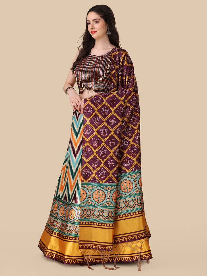 Multicolor Assam Silk Dupatta Set | Beautiful Digital Printed Work