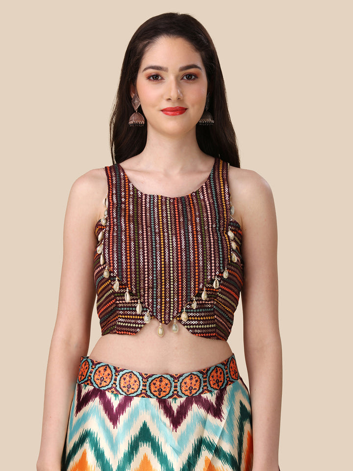Multicolor Assam Silk Dupatta Set | Beautiful Digital Printed Work