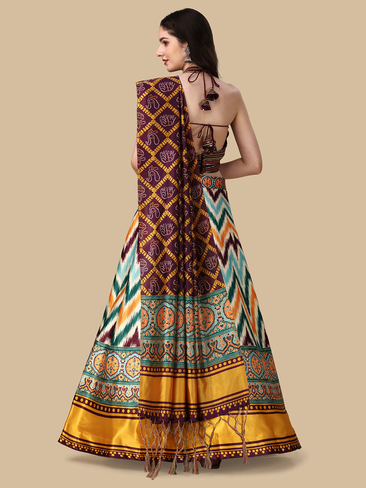 Multicolor Assam Silk Dupatta Set | Beautiful Digital Printed Work