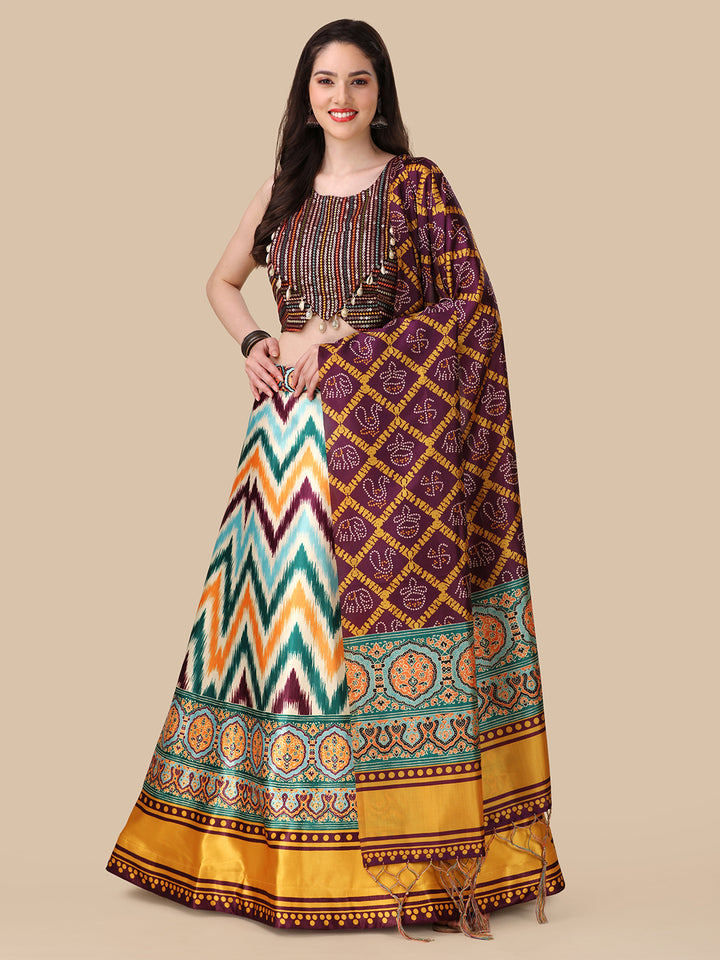 Multicolor Assam Silk Dupatta Set | Beautiful Digital Printed Work
