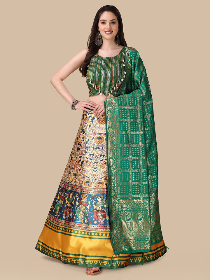 Vibrant Multicolor Lehenga Set | Digital Print & Sequin Detailing